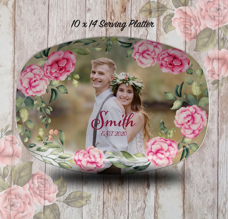 Personalized Photo Wedding Platter, Family Name Serving Platter, Wedding Gifts, Shower gifts, Custom Wedding Serving Platter, Bridal Shower image 1