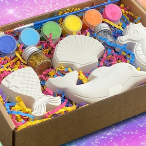 Mermaid DIY Ceramic Gift/Paint Mermaid Gift Box/Paint Box for kids/Get well box/Big Sibling box/Birthday box/Arts & Craft Kit/Kids Gift Box