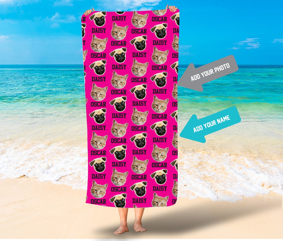 Pet Photo Personalized Beach Towels/ Dog Face Beach Towel/custom Photo