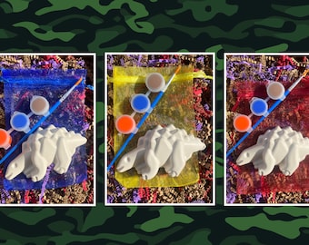 Dinosaur Craft Kit in Organza Gift Bag/Dinosaur Paint Favor/Safari Craft Set/Paint Set-Craft Party Idea/Children’s Activity/Ceramic