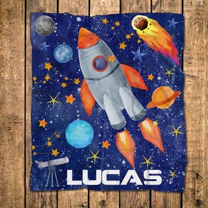 Personalized Space Blanket/Baby Space Blanket/Personalized Baby Blanket/Space Name Blanket/Planet, Aliens, Outta Space Boys Blanket,