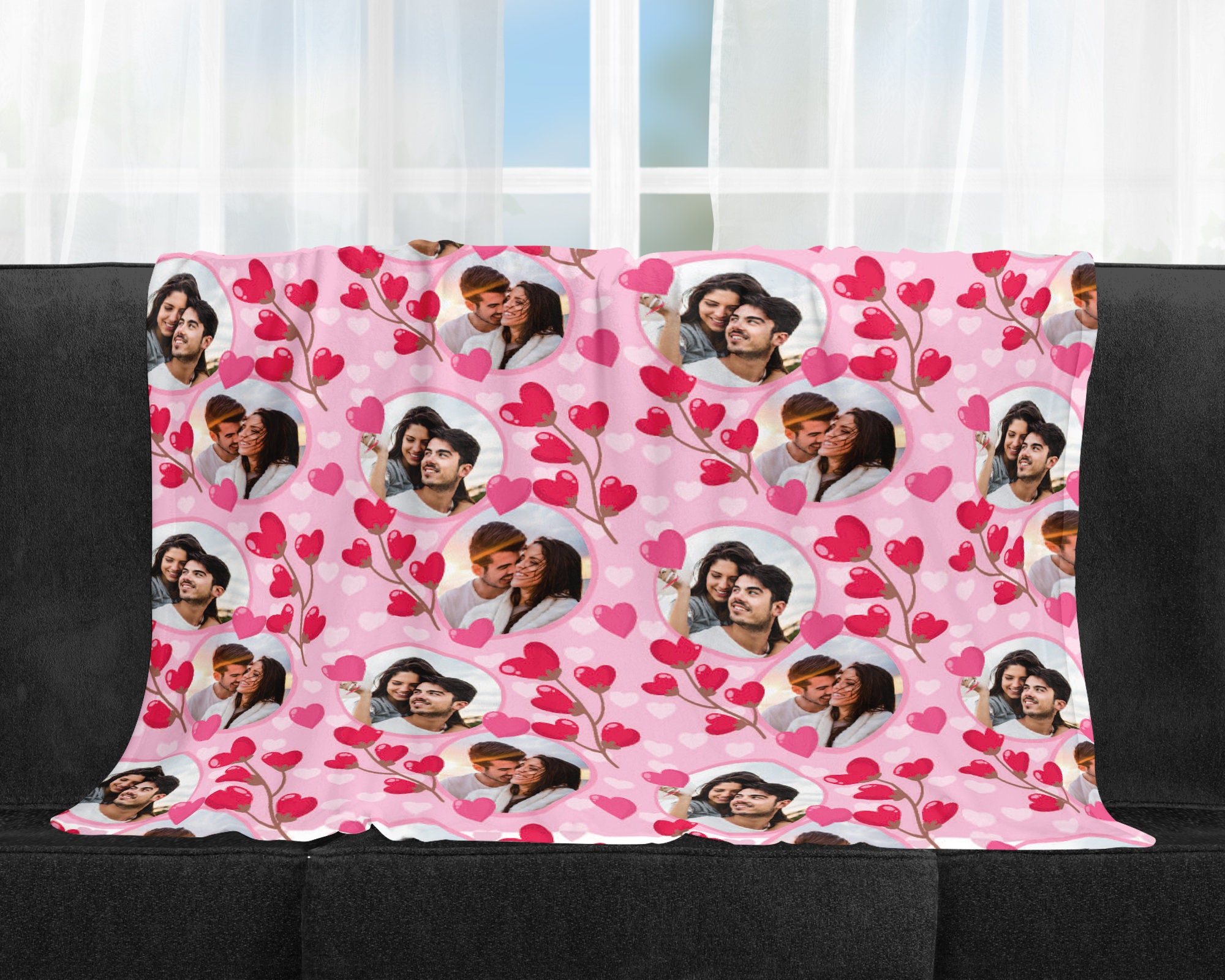 Couples blanket Boyfriend blanket Photo hearts blanket Etsy