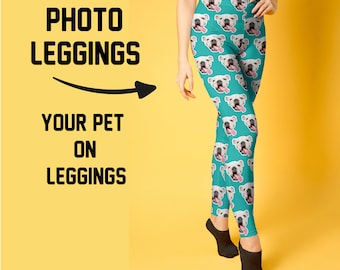 Face Pet Leggings, Custom Photo Leggings, Personalized Leggings, Photo Pet Leggings, Face On Leggings, Dog Face On Leggings