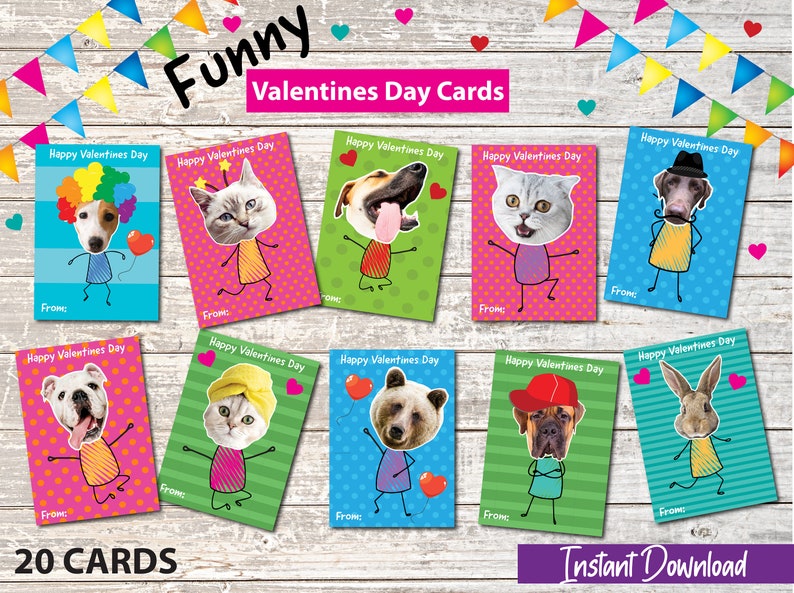 Printable Funny Valentine's Day Cards/classroom Etsy