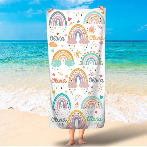 Rainbow Beach Towel Etsy