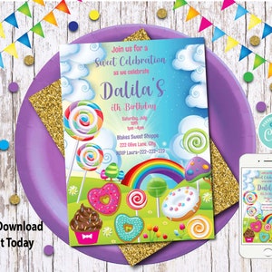 Candy Invitation/SVG Candy Sweet Shoppe Invitation/Sweet Shoppe Birthday Party/Candy Birthday Invitation/Candy land Birthday/Digital File