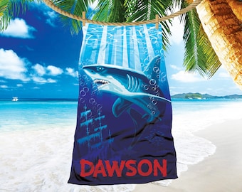 Boys shark towel/Kids personalized beach towel/Kids beach towels/Shark bath towels/Shark bite towels/Free Shipping