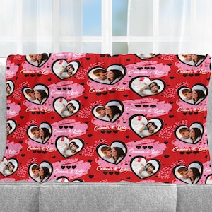 Manta de parejas, manta de novio, manta de corazones de fotos, mantas para novia, mantas del día de San Valentín, regalos de la pareja de fotos