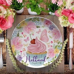 Butterfly Birthday Plate/Girls Watercolor Floral Bday Party Plate/Happy Birthday Plate/Butterfly Birthday Plate/Butterfly Birthday theme