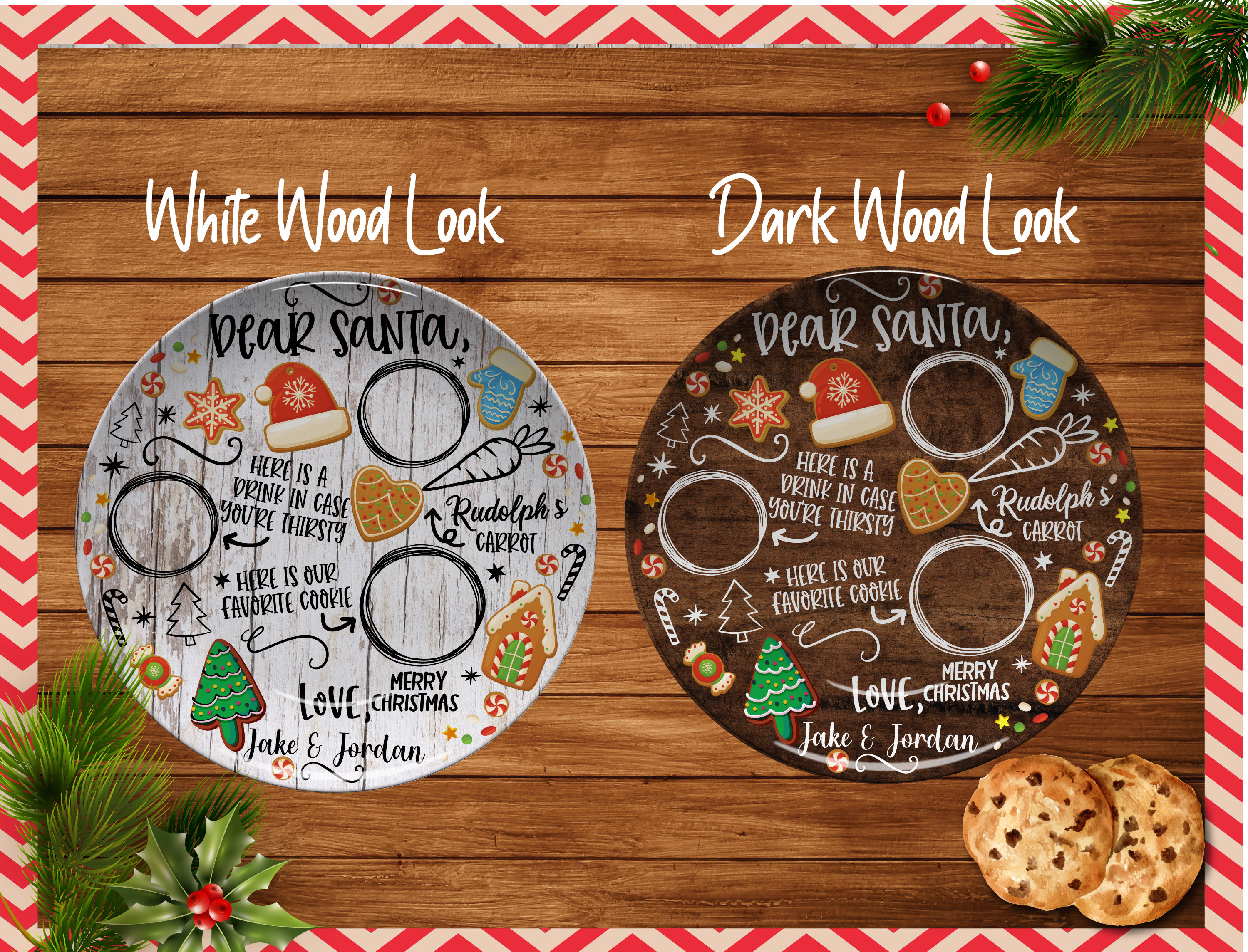 Cookies for Santa/Personalized Santa Cookie Platter/Kids HolidayCookie Plate/Custom Christmas Plate/Christmas Platter/Carrots for Reindeer