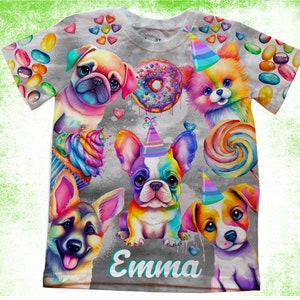 Dog Birthday Shirt/Personalized Puppy Theme Party T-Shirts/Rainbow Dog Birthday Shirts/Cupcake, Ice Cream Birthday/Dog Party/Puppy Pawty