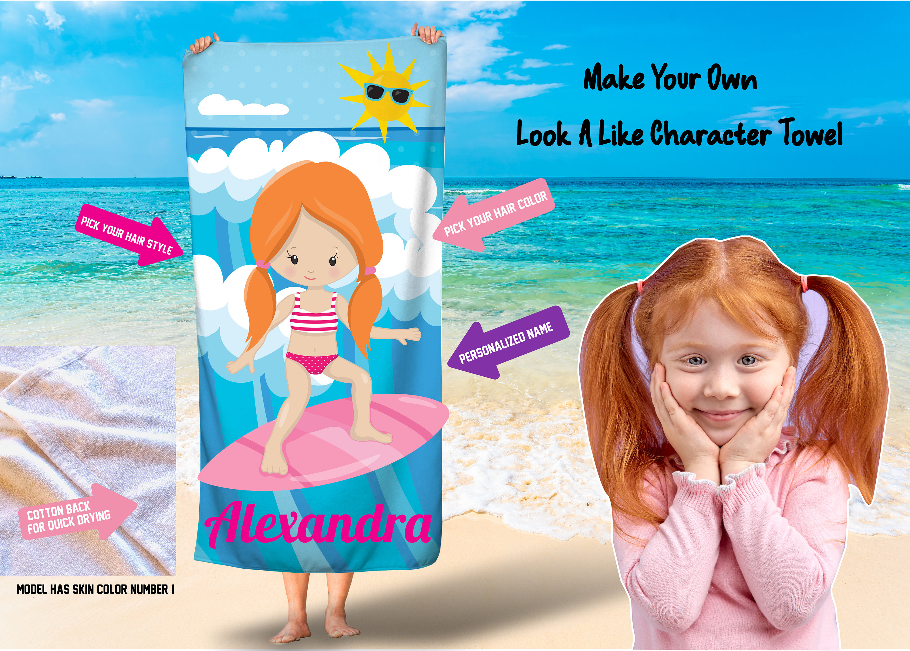 kids character beach towels