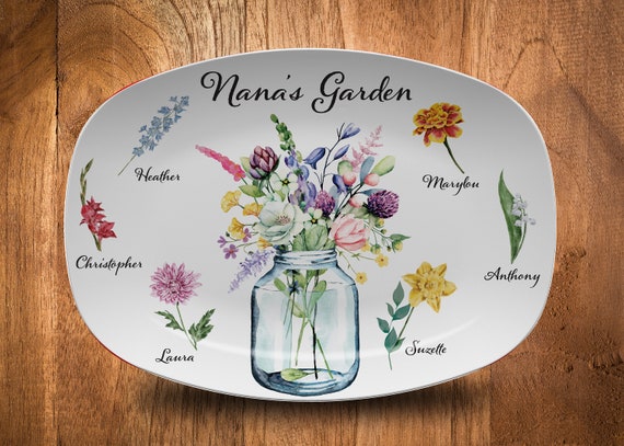 Assiette de fleurs du mois de naissance plateau familial - Etsy France