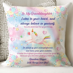 To My Granddaughter Pillow,Granddaughters are loved pillow, Granddaughter unicorn Pillow, Birthday pillows, Birthday gifts for Granddaughter