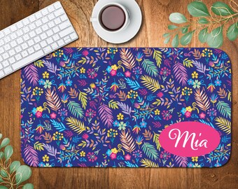 Custom Desk Pad, Personalized Desk Cushion Pad, Personalized Desk Mat, Monogrammed Desk Blotter Mat, Mouse Pad, Tropical Floral
