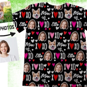 Valentines T-shirts, Face Photo T-shirt, Face Shirt ,XOXO Shirt, Valentines Dog T-Shirt, Custom Face T-shirts, Personalized Face Shirts