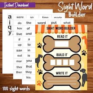 Sight Word Builder, Sight Word Practice, Spelling Game Printable, Learn ...