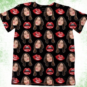 Boyfriend T-shirts, Face Photo T-shirt, Face Shirt ,Lips and Kisses, Valentines Photo Gift, Custom Face T-shirts, Personalized Face Shirts
