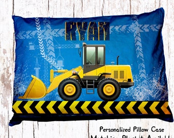 Construction pillowcase, boys truck pillowcase, Fun gifts, construction pillowcase, Custom name pillowcase, 20x30 standard pillowcase
