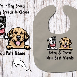 Dog Breed Baby Bib/My New Best Friend/Custom Baby Bib/Custom Name Bib/Personalized Dog Name bib/Baby Gift/Custom Pet Baby bib