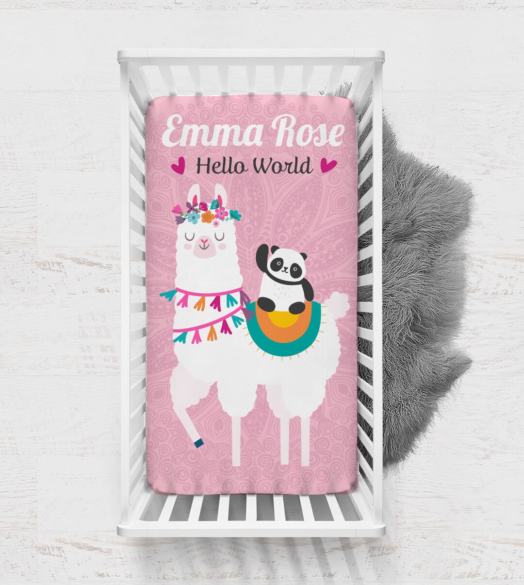 Llama Girls Bedding, Girls Personalized Llama Blanket, Llama