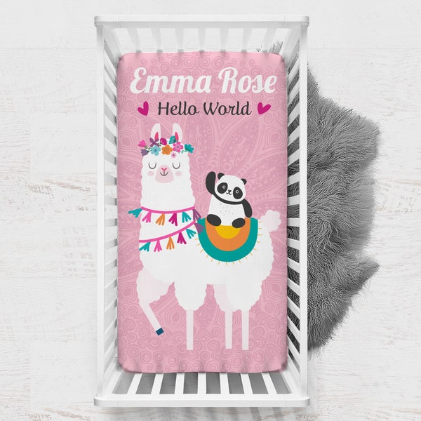 Llama girls bedding, Girls personalized Llama blanket, Llama nursery bedding, Llama crib sheet, Personalized Llama blanket for girls