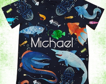 Camisa de cumpleaños Under The Sea/Camisetas personalizadas de criaturas marinas/Camisas de cumpleaños del mar/Onesie®, camisas para jóvenes y adultos/Camisas familiares del mar del océano
