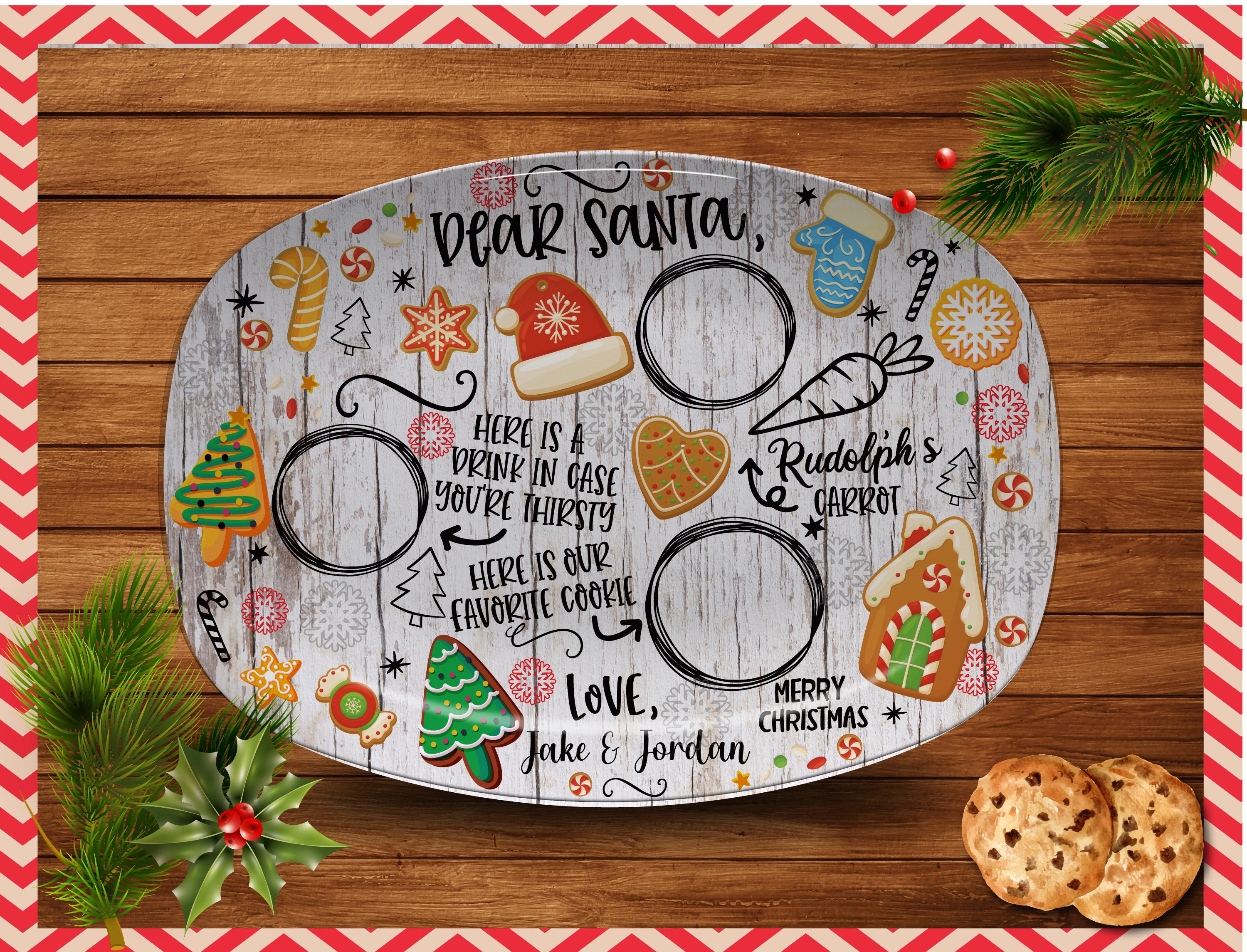 Cookies for Santa/Personalized Santa Cookie Platter/Kids HolidayCookie Plate/Custom Christmas Plate/Christmas Platter/Carrots for Reindeer