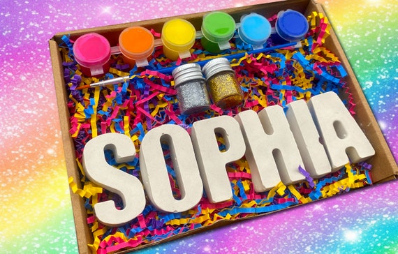 Paint Your Own Name Kit/Ceramic Painting Craft for Kids/Personalized Art Gift/Birthday Activity or DIY Party Favor/Arts and Craft Set