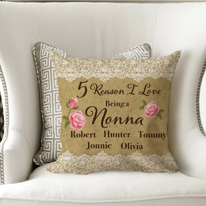 Gründe, warum ich liebe es, eine Nonna, Oma, Nana Kissen, 14 x 14, personalisierte Oma Sofa Kissen, Grund ich liebe Kissen, Oma Geschenke, Nonna