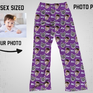 Your Photos On Pajama Pants, Pet Face Pants, Kids Face Pants, Photo Pants, Personalized Pet Gift, Face Print PJS,Adult unisex sizes pants