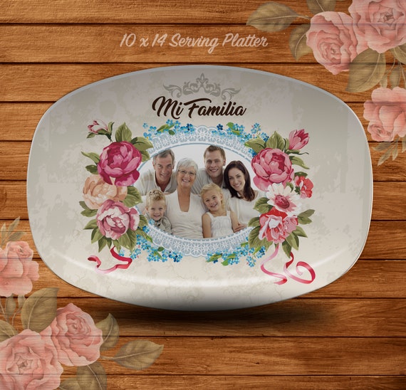 Family Photo Platter, Memory Plate, Mothers Day Gift, Show Plate, Serving Platter, Gift for Nana, Mom, Nonna, Gigi, Glam-ma, ThermoSāf® Il_570xn