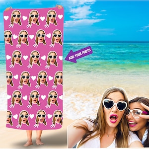 Face photo personalized beach towels/ face beach towel/Custom photo face towels/Funny pet or human  Beach Towel/Summer party gift/towels