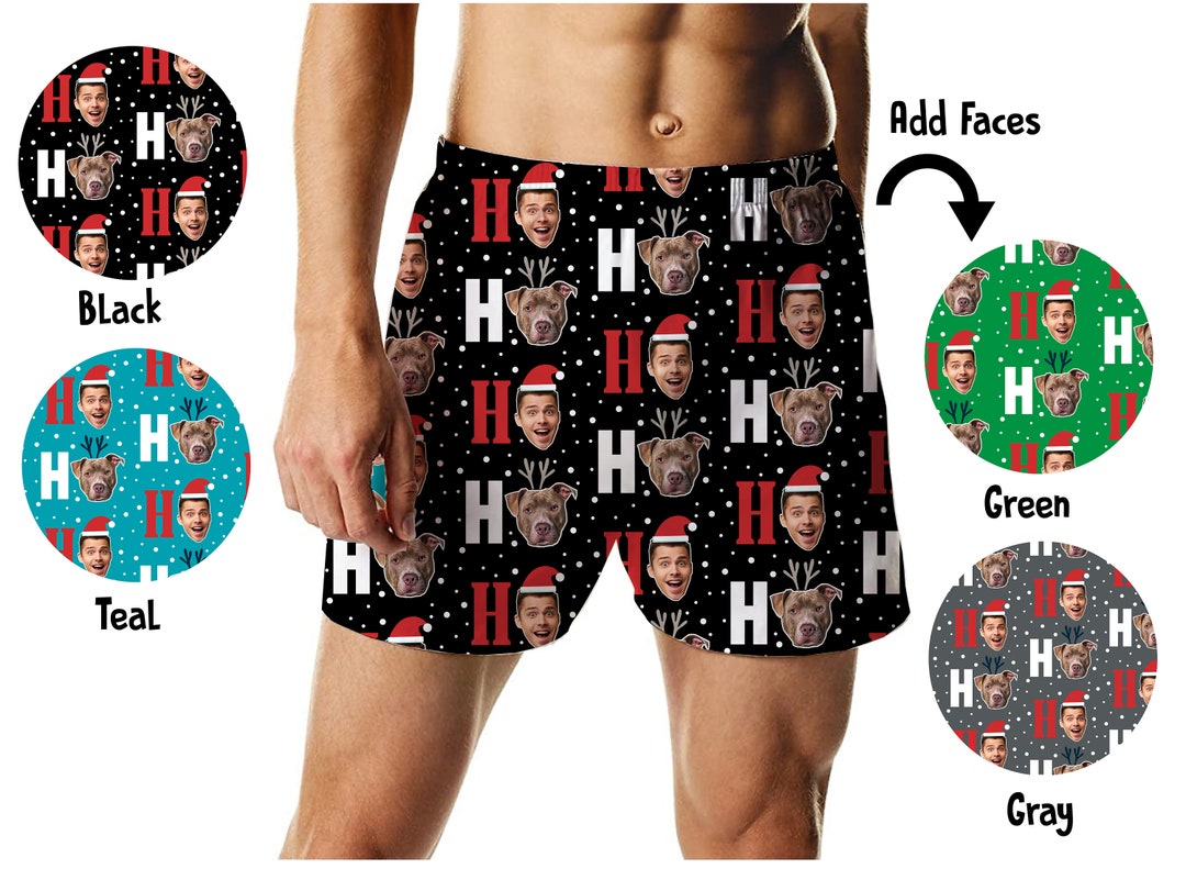 Christmas Hoho Face Boxers, Funny Boxer Shorts, Holiday Photo Boxers