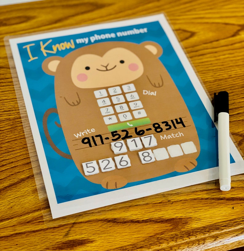 Phone Number Printable Kids Phone Number Activity Phone | Etsy