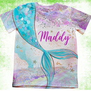Mermaid Tail Girls Shirt/Personalized magical Mermaid Party T-Shirts/Kids Birthday Shirts/Onesie®,Youth and Adult Shirts/Mermaid Gift