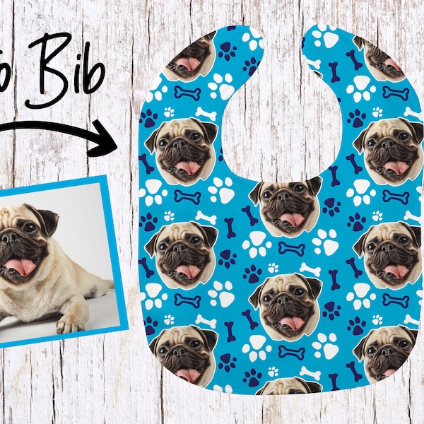 Photo Dog baby bib/Your pet on a baby bib/Dog bone toss baby bib any color/ships free