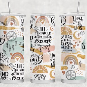 Boho Self Love Positive Affirmation Tumbler SVG/Positivity Tumber PNG / Boho Wrap/Sublimation Tumbler Design SVG/Psychische Gesundheit Png/Cup Png