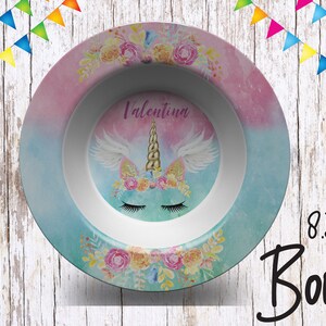 Magical Unicorn Plate/Custom Plate for Kids/ Girls Unicorn Dinnerware/Custom Kids Tableware/ Microwave Safe,Plate, Bowl, Mug image 5