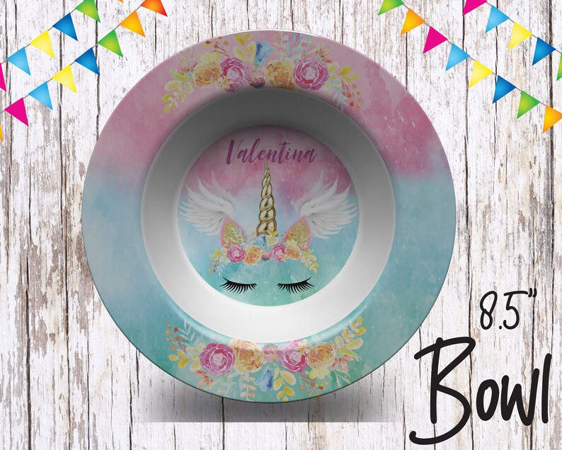 Magical Unicorn Plate/Custom Plate for Kids/ Girls Unicorn Dinnerware/Custom Kids Tableware/ Microwave Safe,Plate, Bowl, Mug image 5