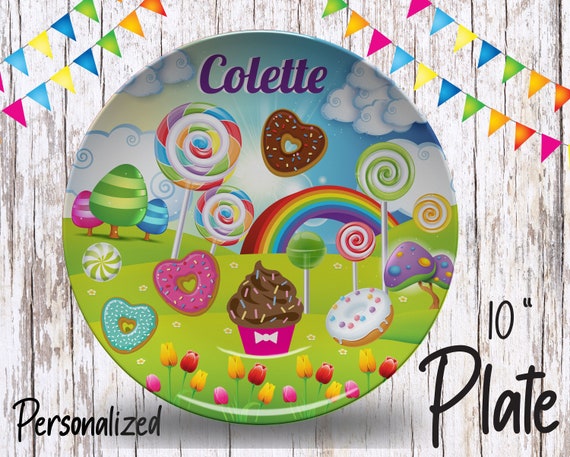 Candy land Plate/Custom Plate for Kids/ Girls Candy land Dinnerware/Custom Kids Tableware/ Microwave Safe,Plate, Bowl, Mug, Lollypop Plate Il_570xn