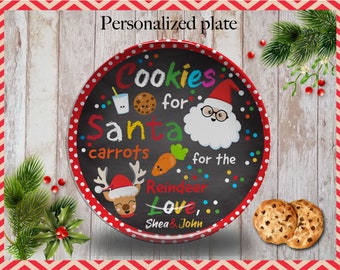 Piatto per Babbo Natale, Piatto personalizzato per biscotti di Babbo Natale, Piatto natalizio per bambini, Piatto natalizio personalizzato, Piatto per i pasti natalizi, Natale