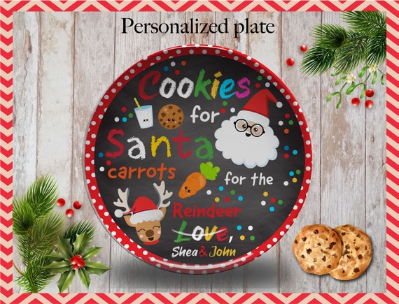 Plate for Santa, Personalized Santa Cookie Plate, Kids Holiday Plate, Personalized Christmas Plate, Christmas Mealtime Plate, Christmas Il_570xn