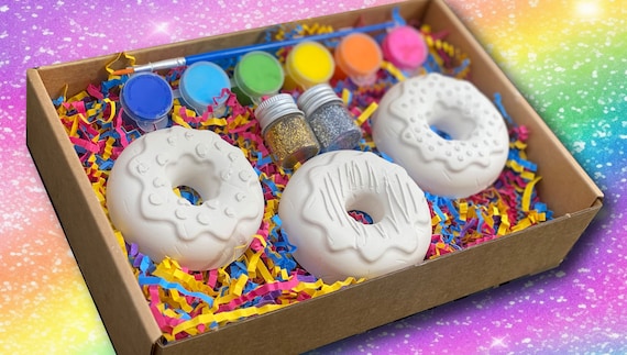 Paint Ceramic Gift Box/Kids Paint Donuts DIY Box/Paint Gift for kids/Birthday Gift/Big Sibling box/Birthday box/ Sweets theme Birthday Favor
