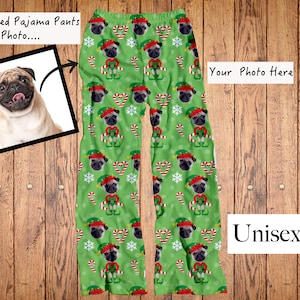 Elf Pet Face Pants, Christmas Photo Pajama Pants, Xmas Face Pants, Pet, Human Face Pants, Personalized Xmas Gift, Adult unisex sizes pants
