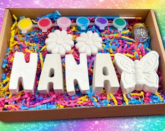 Paint With Mom Craft/Paint Together/Ceramic Name Painting Set/Painting Gift Box for Nana/Paint Your Name Box with Grandma/Mothers Day Gift