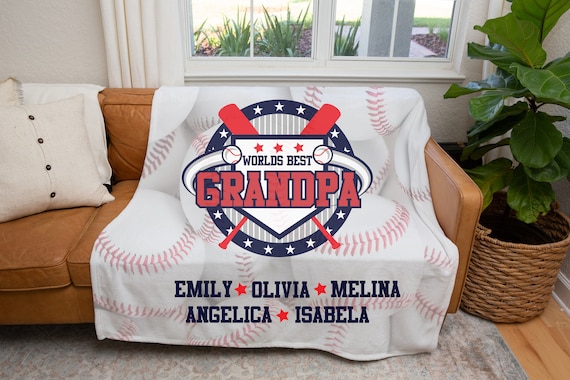 Baseball Grandpa Blanket Dad Custom Blankets Baseball Grandfather Gifts Personalized Blankets for Grandparents Sherpa Throw Blanket Etsy