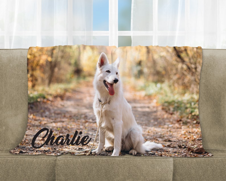 Dog Photo blanket, Pet blanket, Custom Photo blanket, Personalized with name, Picture blankets, Pet memory blanket, 3 sizes, sherpa blanket image 2