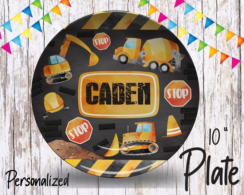 Construction Plate Set/construction Dinnerware/custom Kids - Etsy