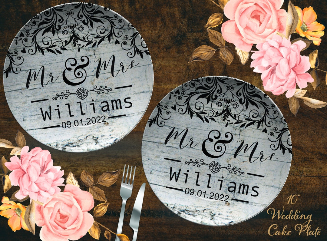 Mr & Mrs Personalized Cake Plates Wedding Dessert Plates Etsy